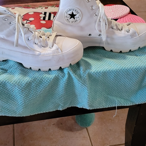 Converse White High-Top Platform Sneakers - Picture 3 of 8